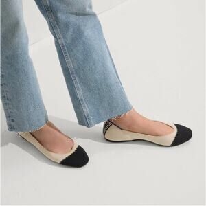 NIB Rothy’s The Square Tuxedo Women's Cream Black Ballet Flat - Size 9